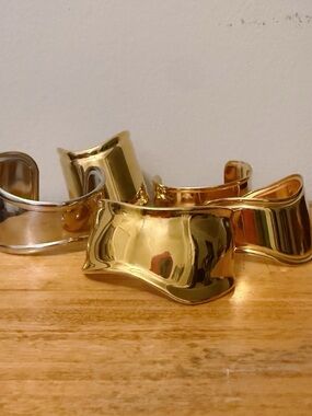 Chunky cuff bracelet set of 5, in both gold and silver